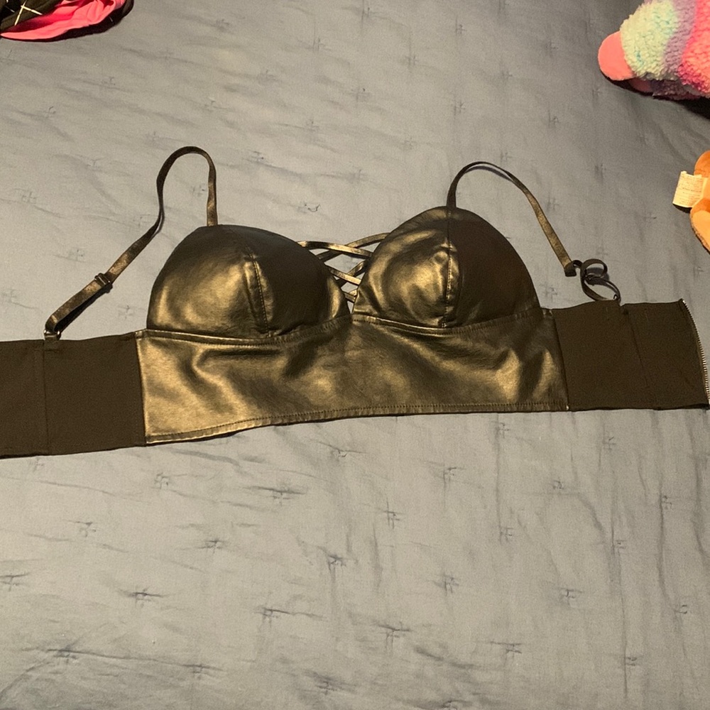 Leather bra